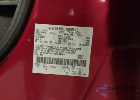 2007 Ford Edge Sel z USA, uszkodzony, nr VIN 2FMDK38C67BB44961